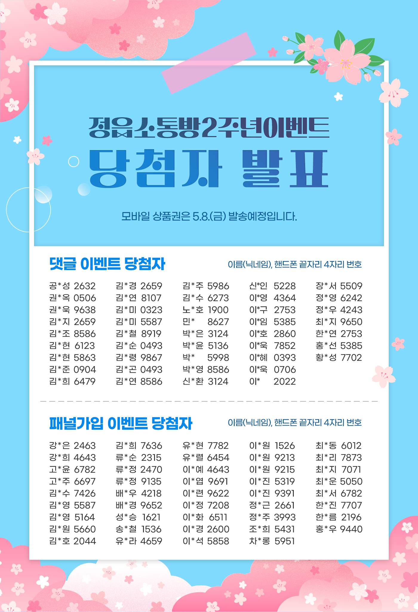 정읍 소통방 2주년 이벤트 결과